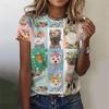 Женская футболка с принтом мультяшных животных Harajuku с короткими рукавами и круглым вырезом, повседневные футболки