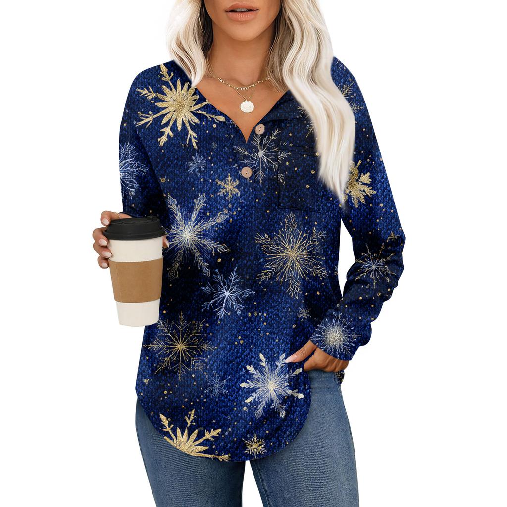 Women's Fashion Long Sleeve Christmas Loose Long Sleeve Casual Top