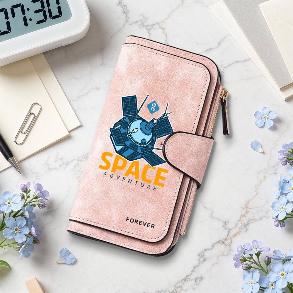 Stylish Space Theme Long Wallet Durable Casual Daily Use Purse Multi Card Slot