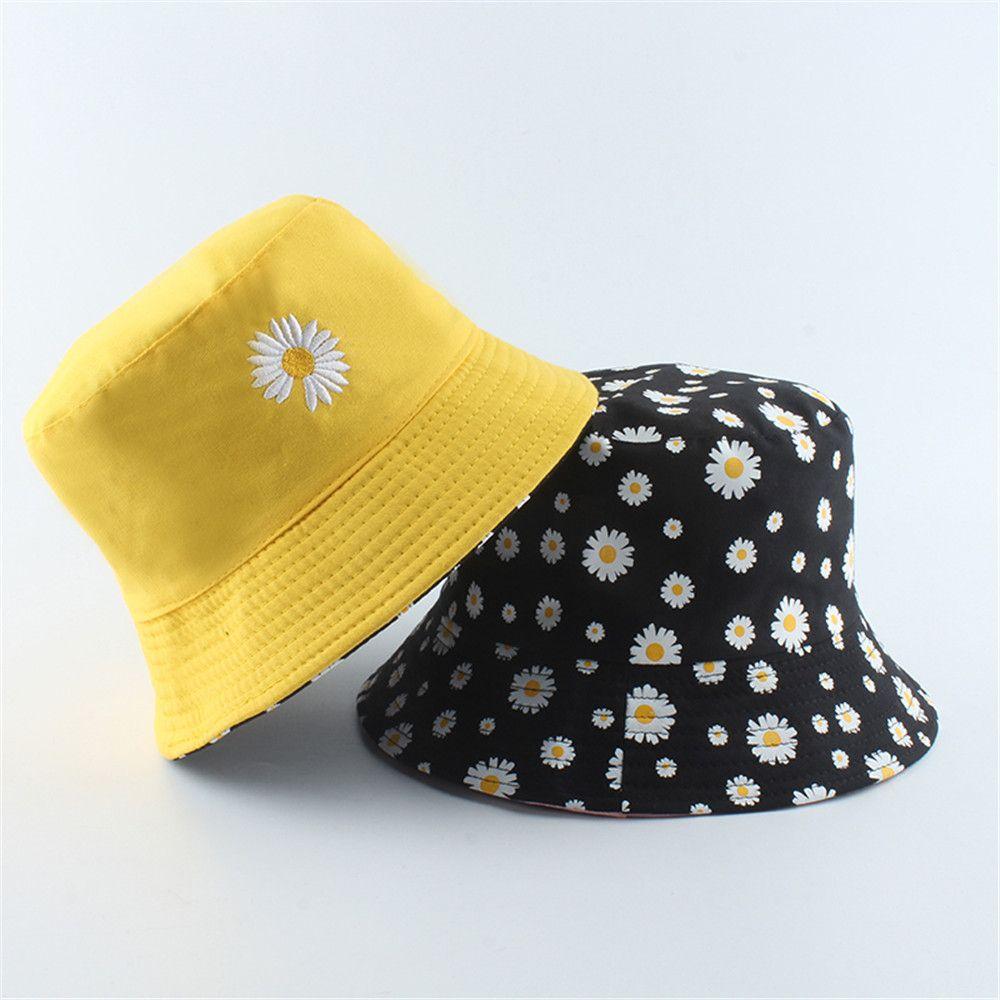 Spring Summer Portable Daisies Foldable Sun Hat Bucket Hat Fisherman Cap Beach Cap