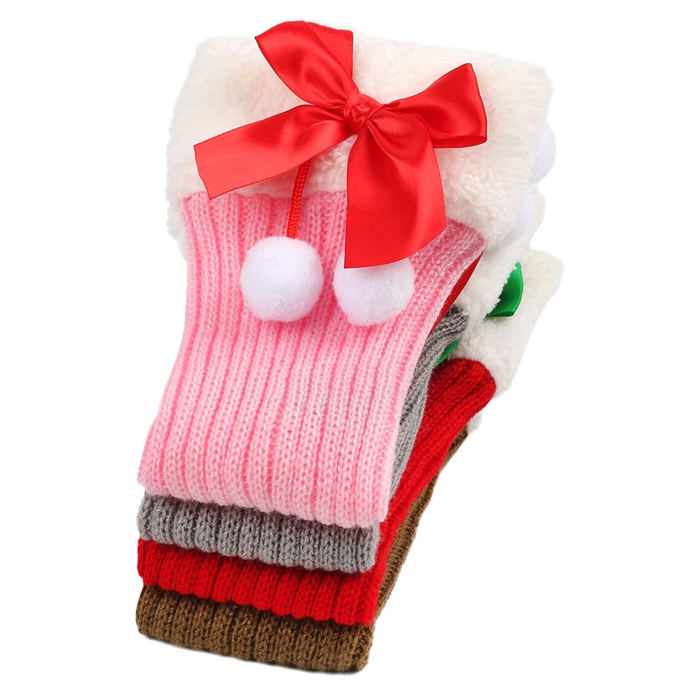 Женские рождественские чулки с бантом, гетры, зимние теплые флисовые эластичные трикотажные чехлы для ног, женские толстые манжеты, носки для сапог