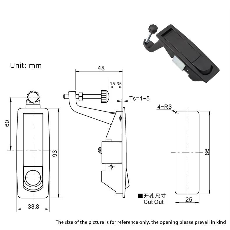 Premium Zinc Alloy Flat Lock with Push-Button Spring Mechanism for Mechanical Equipment, Cabinet Doors, and Electrical Boxes