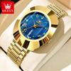 OLEVS Luxury Quartz Watch for Women Large Dial Tungsten Steel Strap Top Brand Original Golden Women's Decoration Wristwatch