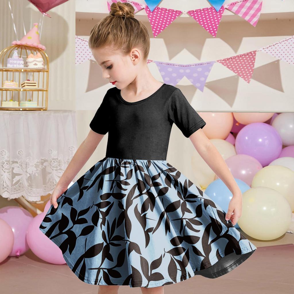 Летнее платье для девочек, платье для малышей, однотонное повседневное платье-футболка с коротким рукавом А-силуэта