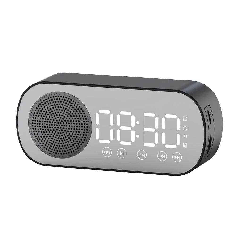 Беспроводной Bluetooth-динамик Цифровой будильник Поддержка TF FM-радио Звуковая колонка Бас Сабвуфер Бумбокс Настольный музыкальный проигрыватель