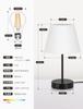 Japanese-style Table Lamp, Ambient Lighting, Stand Light, E26, with 60W LED Bulb, Bedside, 2 USB Charging, 3-Level Touch Dimming, Western-Style