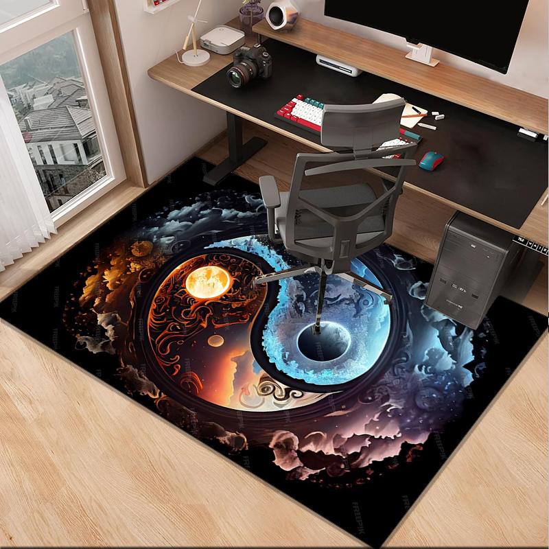 Flame Dance In Blue And Orange Office Rug Chair Mat, Entryway Carpet, Suitable for Front Door, Bedroom, Living Room, Desk, Holiday Gift