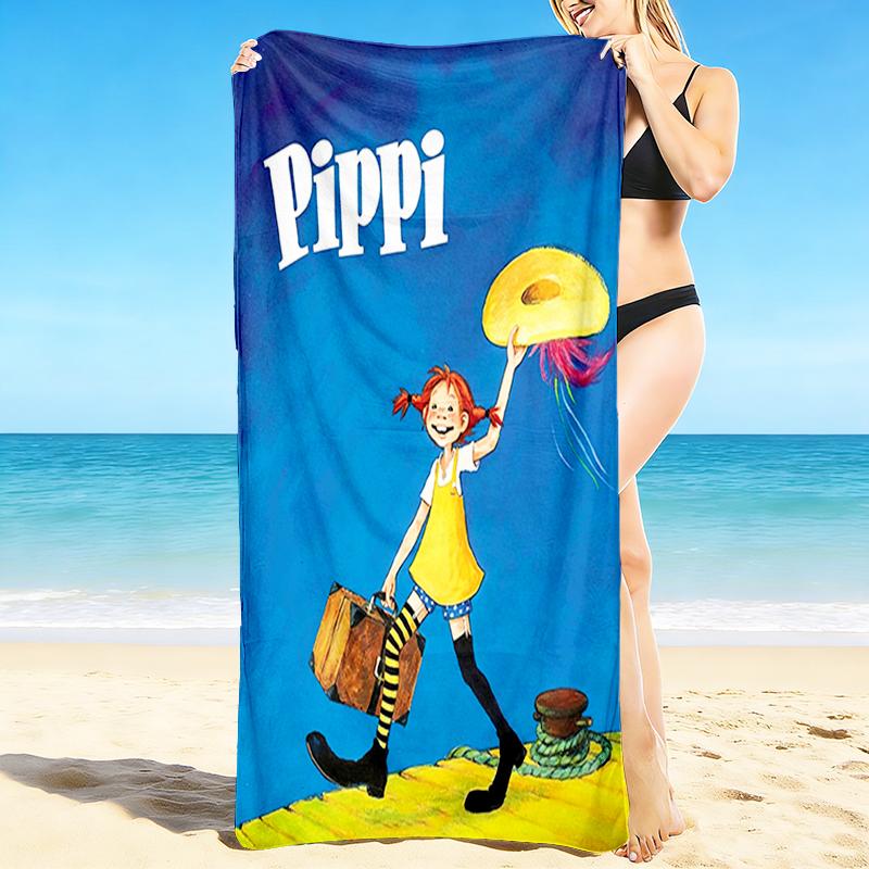 1Pc Pippi Adventure Beach Towel, Quick Dry, Multi-Use for Beach Pool Gym Yoga Home Travel, Christmas, Halloween, Xmas Gift M928638
