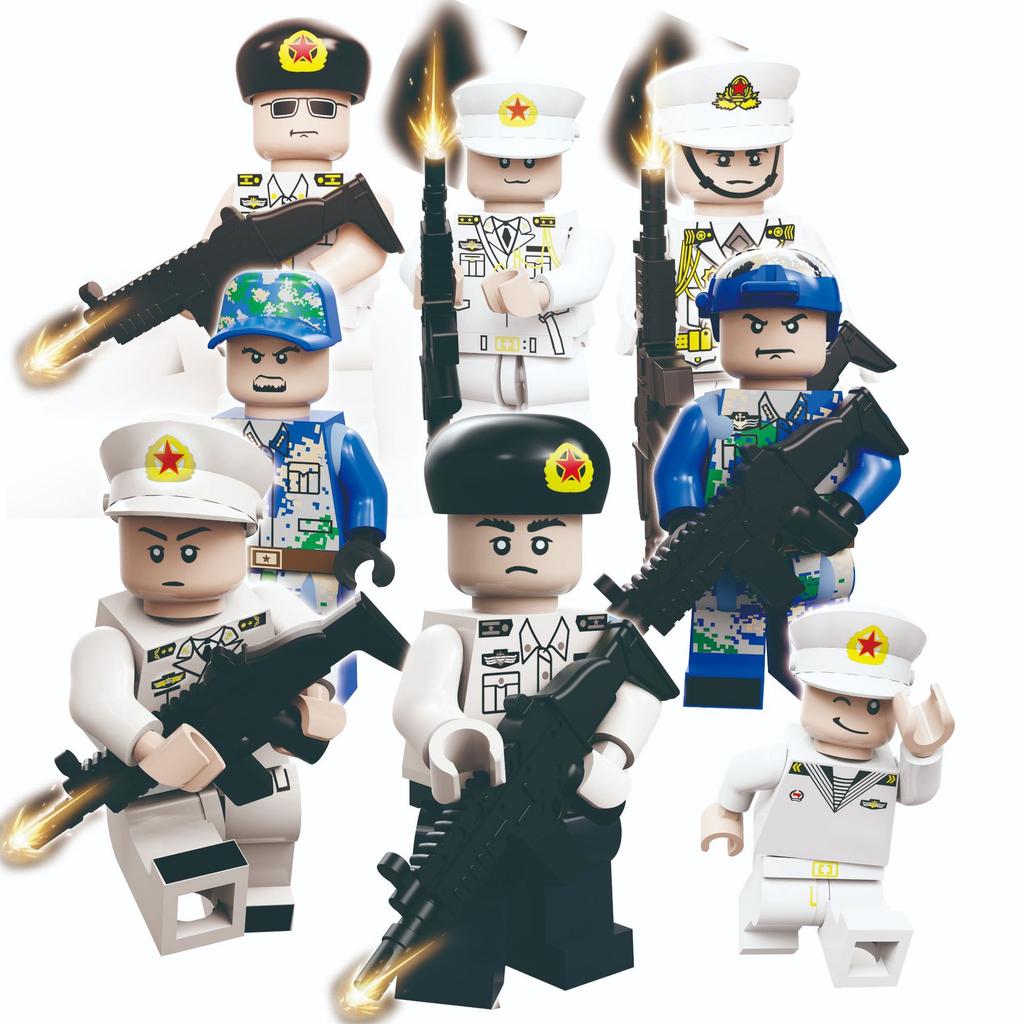 Море, Суша и Воздух Куклы из строительных блоков Китайские современные военные куклы Сборные Развивающие игрушки для мальчиков