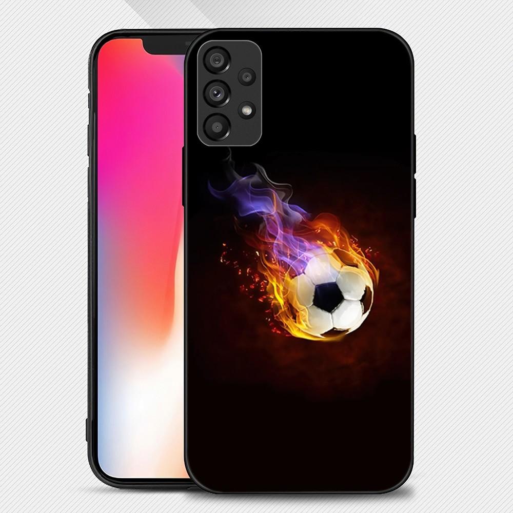 Fire Football Soccer Ball Phone Case For Samsung Galaxy S22 S23 Ultra S21 S20 FE Plus Note 20 Soft Cover