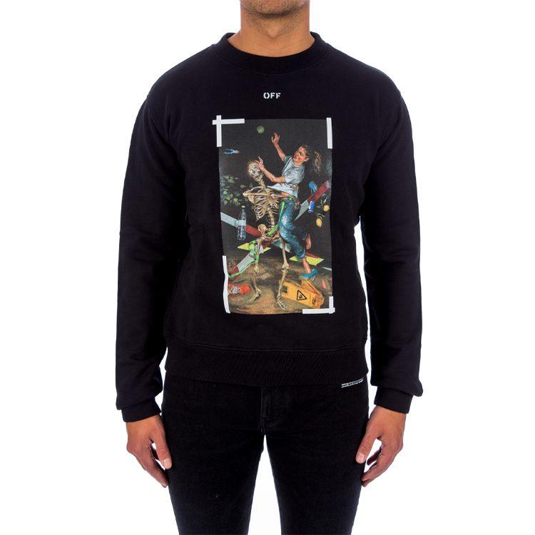 OFF WHITE FW20 Свитшоты Мужские Черный Круглый Вырез Умеренный Обычный OMBA025F20FLE0121001