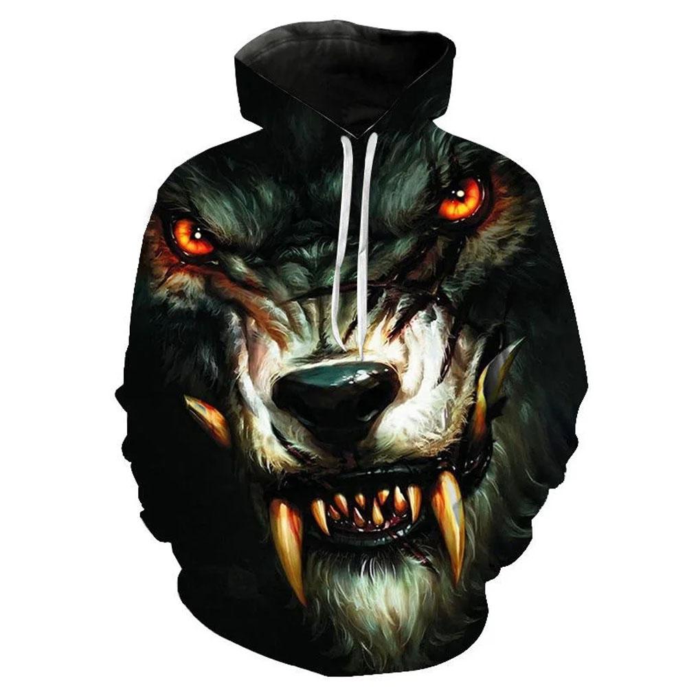 Животный узор Howl Wolf 3D Printing Hoodie Мужские толстовки Женские пальто Зимние толстовки Oversize Top