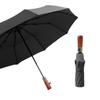Reflective Strip High-density Fabric Automatic 10-bone Matte Wooden Handle Three-fold Umbrella Business Simple Umbrella