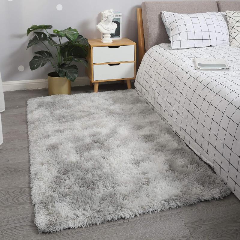 Роскошный геометрический ковер с белым клетчатым узором, ультрамягкий полиэстер, высокий ворс, нескользящий, современный, для помещений, ковер для игровой комнаты, спальни, гостиной, ковер для детской