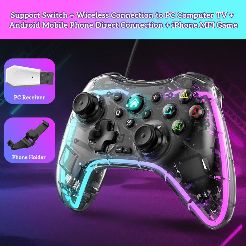 Геймпады для видеоигр, беспроводной контроллер RGB Pro, совместимый с Nintendo Switch/Switch Lite/Switch OLED/Android/IOS/Windows PC/Mobile