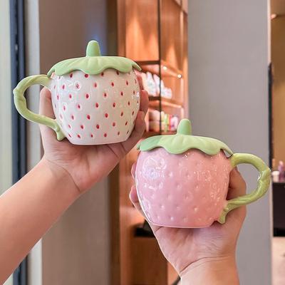Клубничная чашка для воды, керамическая чашка высокой ценности, парная кружка, подарок на день рождения для девочки, сувенирный подарок для девушки, подарочная коробка
