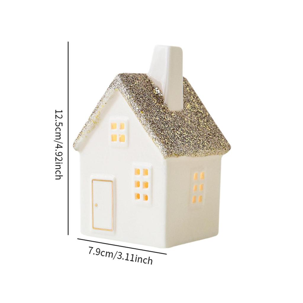 Christmas Village House LED Lighted Ceramic House for Xmas Home Scene Layout