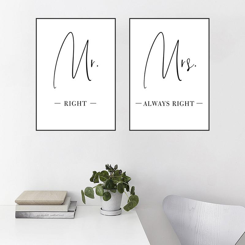 Минималистская цитата настенное искусство скандинавская картина на холсте Mr, Right картинки для дизайна дома гостиная без рамки
