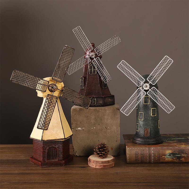 Modern Minimalist Dutch Windmill Resin Ornament For Home Office Shelf Decor