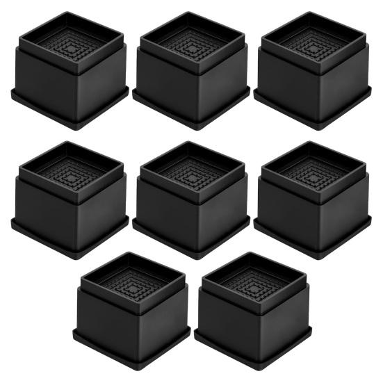 4/6/8Pcs 1/2-Inch Square Furniture Riser Heavy Duty Bed Riser Adjustable Stackable Anti-slip Table Desk
