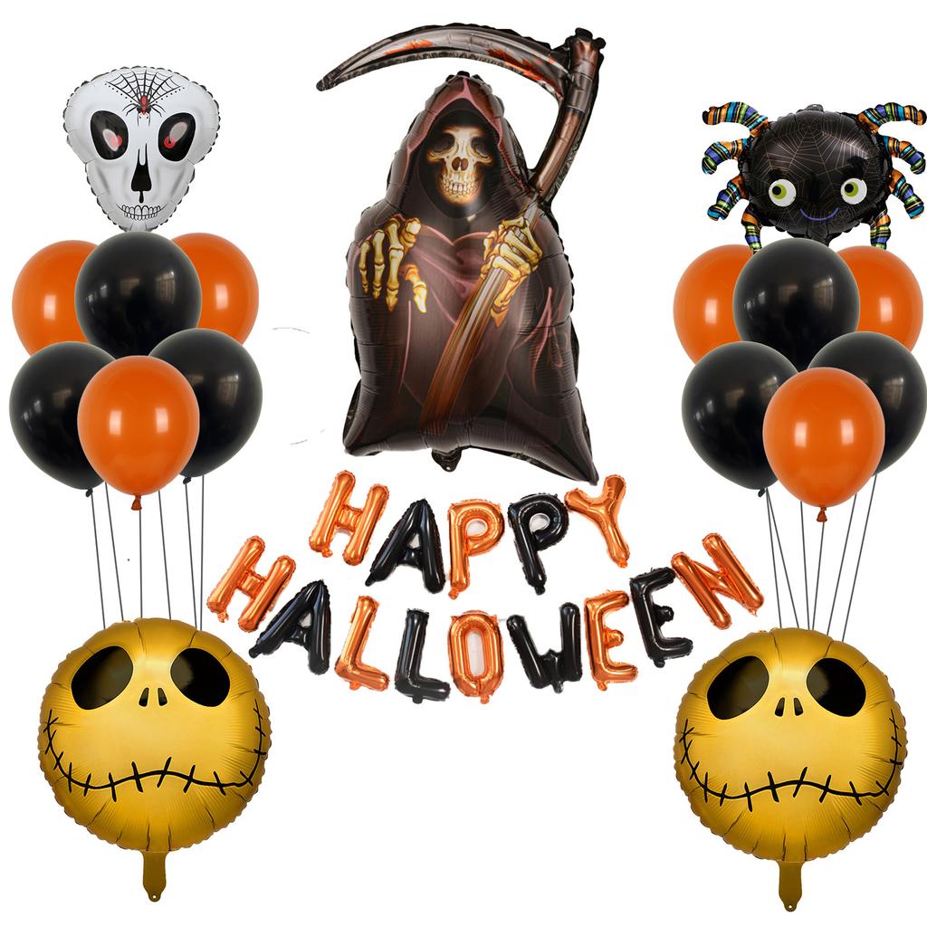 Набор моделирующих воздушных шаров из алюминиевой пленки на Хэллоуин, летучая мышь, паук, тыква, призрак, украшение для вечеринки