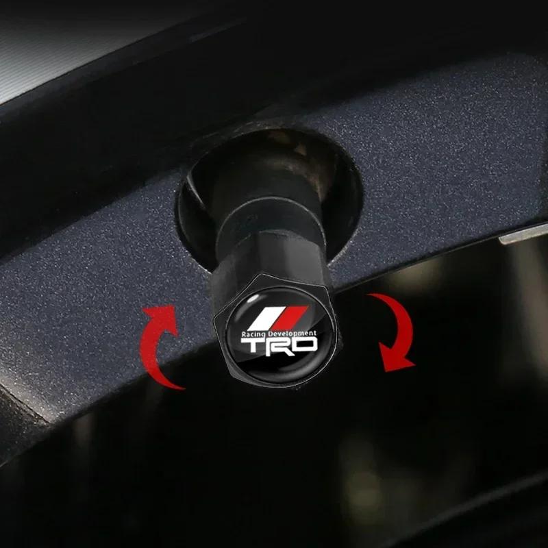 Car Badge Keychain Keyring with Tire Valve Cap Car Accessories for Toyota TRD Chr Avensis Yaris Logo RAV4 Levin Reiz Corolla