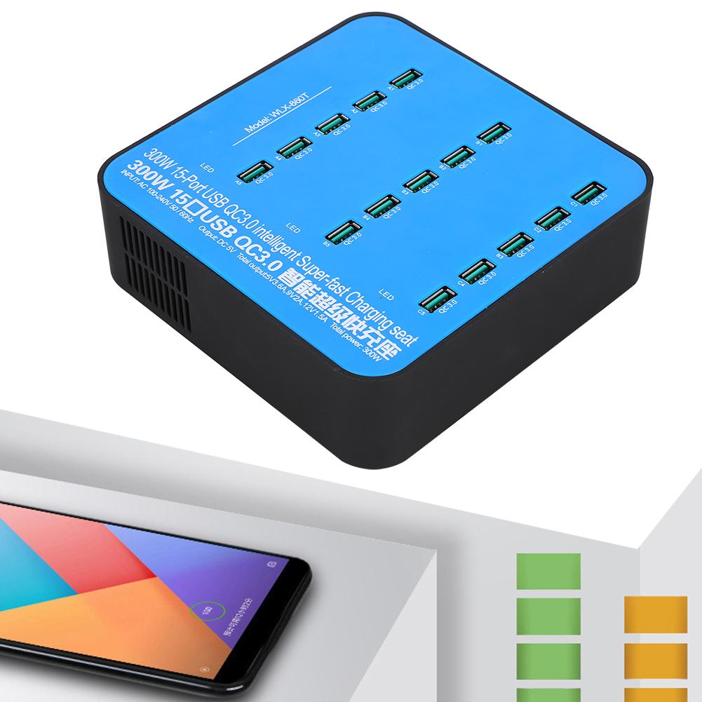Интеллектуальная зарядная станция USB 15 портов QC3.0 Интерфейс быстрой зарядки 300 Вт