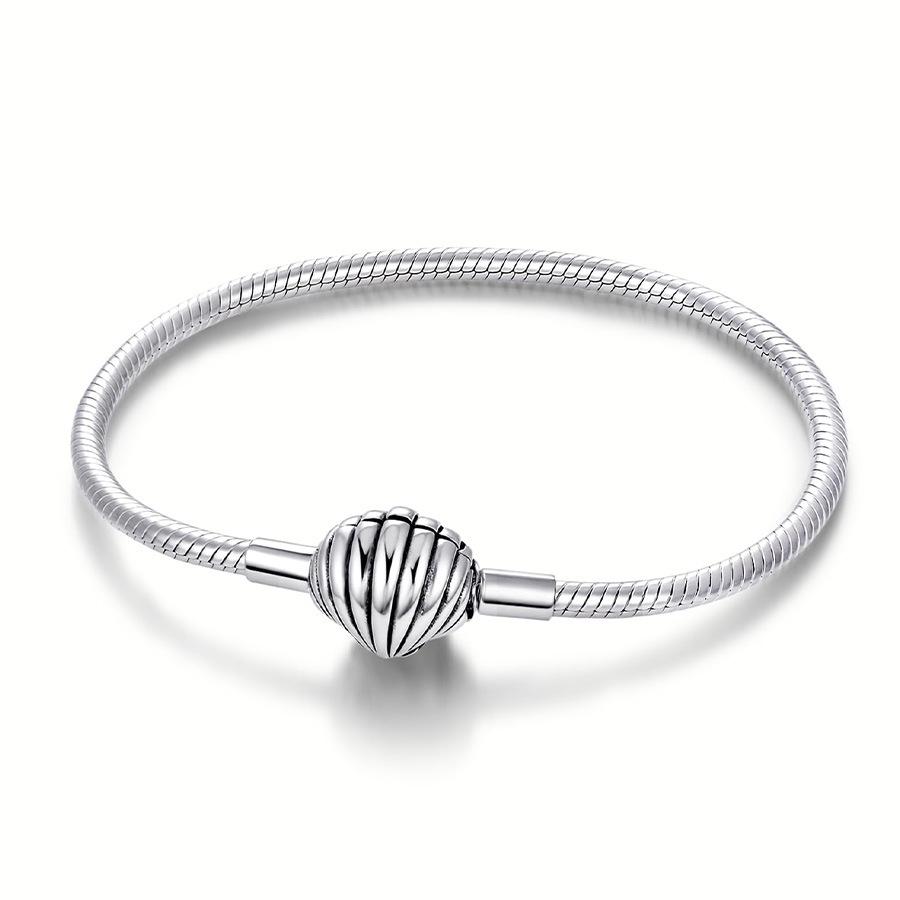 925 Silver Plated Woven Heart Snake Bone Bracelet - Fashionable DIY Beaded Handmade Design