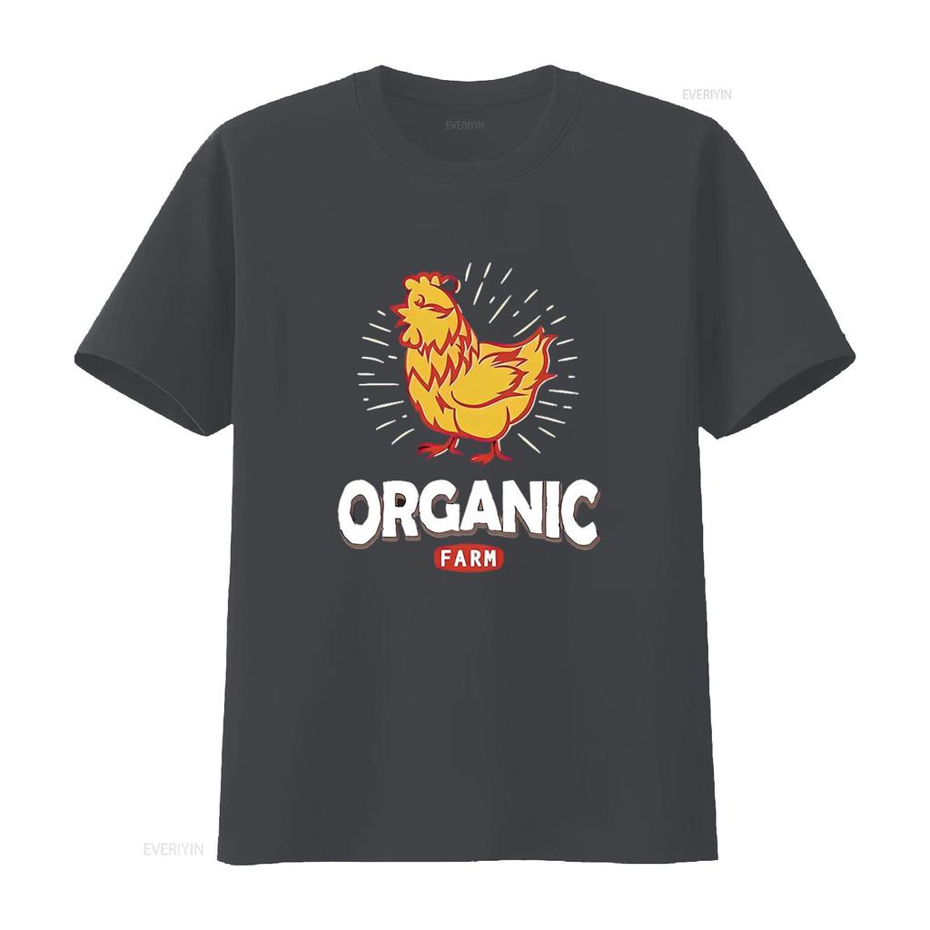 Mens ORGANIC FARM Vintage T Shirt Black vintage Washed Slightly Top For Everyday Wear Soft fashion graphic homme streetwear