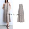 Spring and Summer New Women's Clothing French Style Design Loose Hanging Collar Open Back Midi Skirt Dress 2493775