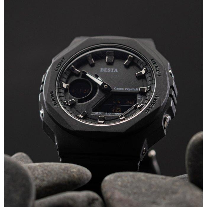 Men's Sports Tactical Watch Besta Jocker Black with Stopwatch and Alarm Clock