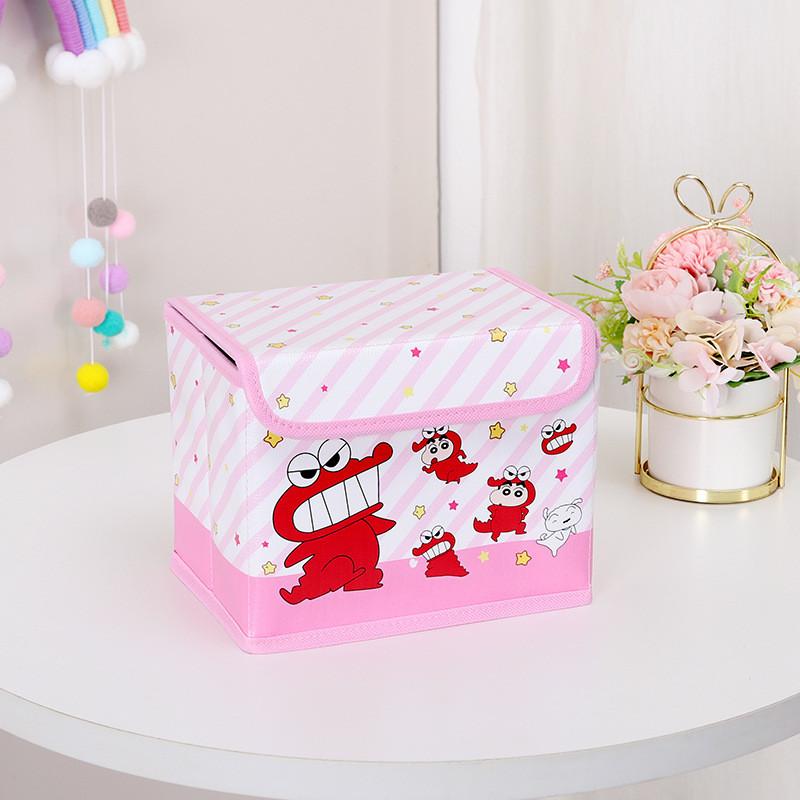 Cute Pajamas Crayon Shin Chan Shiro Striped Pattern Foldable Flip Storage Box For Office And Bedroom Storage