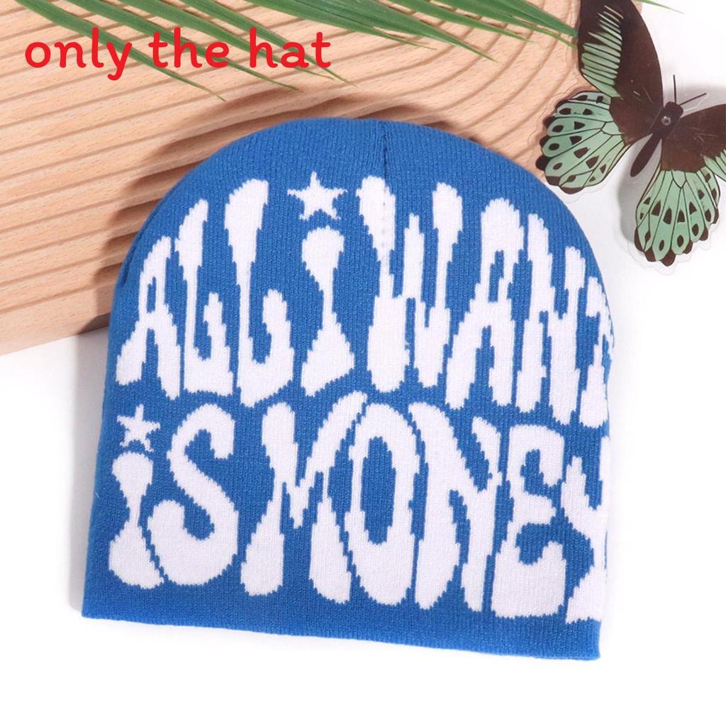 Minimalist Acrylic Knitted Cap With Letter Design For Casual And Hip Hop Looks