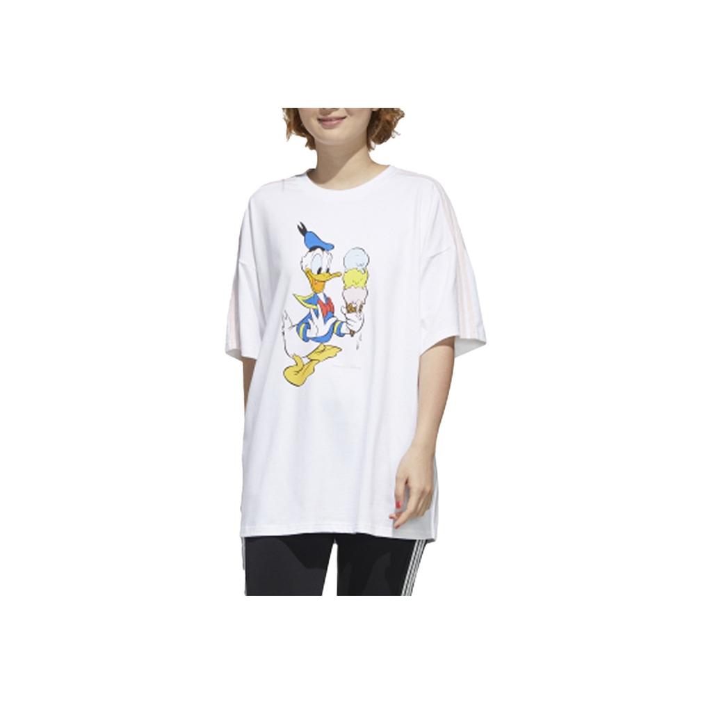 Adidas Neo W Dsny Dd Tee3 Disney Donald Duck Graphic Round Neck Loose Sports Short Sleeve T-Shirt Women Tops White GJ5654