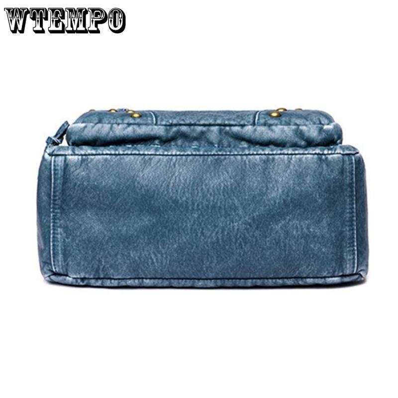 WTEMPO Ретро мытая кожаная сумка Модная женская большая сумка большой емкости с несколькими карманами