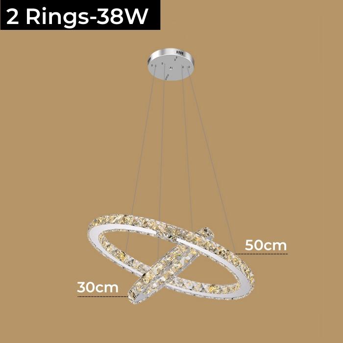 Nordic Crystal Ring LED Chandelier Luxury Stainless Steel Dimmable Pendant Lamp Kitchen Dining Room Ceiling Chandeliers Lighting