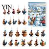 Christmas Advent Calendar with 24 Chicken Pendants Calendars 2025, Days 2D Flat Animal Ornament Small Hanging Decor for Bags Cars Countdown Calendar,