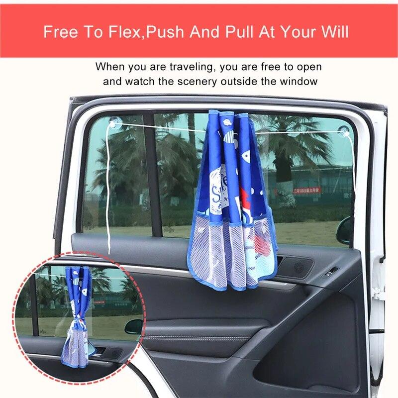 Солнцезащитная занавеска на боковое окно автомобиля, милая регулируемая занавеска с защитой от ультрафиолета, солнцезащитный козырек, жалюзи, чехол с карманом для хранения для ребенка
