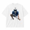 Number 11 Football Player Squat Pose Portrait Signature Printed Tee, Black Casual Short Sleeve T-Shirt, Gift For Men Women Football Fans