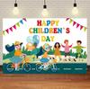 Cartoon Happy Children's Day Theme Background Feliz Día del Niño Child Party Decoration Backdrop Baby Shower Banner Supplies