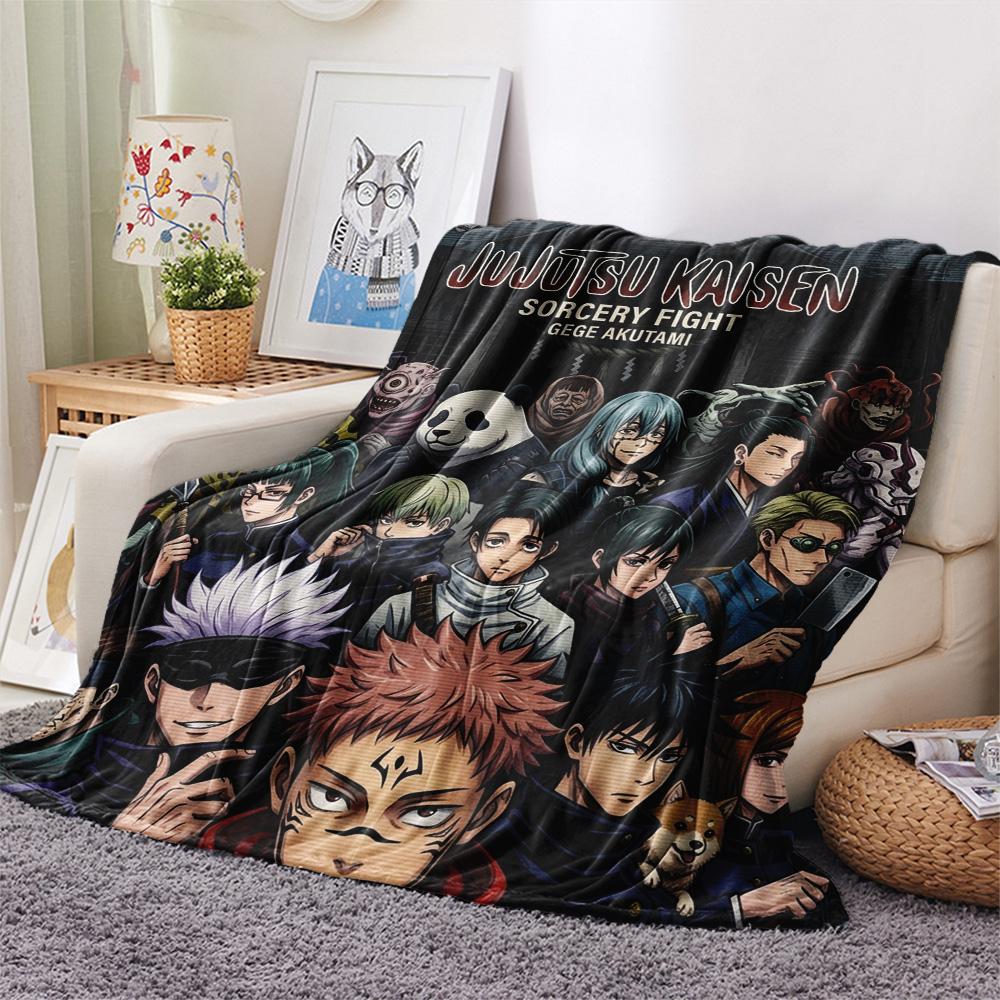 1PC Jujutsu Kaisen Patterned Flannel Blanket Suitable For All Seasons For Home Decor Warmth And Comfort Gifts Holiday Present