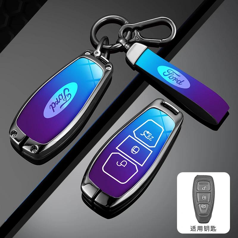 Car Sticker Hot For Ford New Leather Car Remote Key Case Keychain Accessories Holder for Ford ST Line Fiesta Focus Mondeo Ecospo