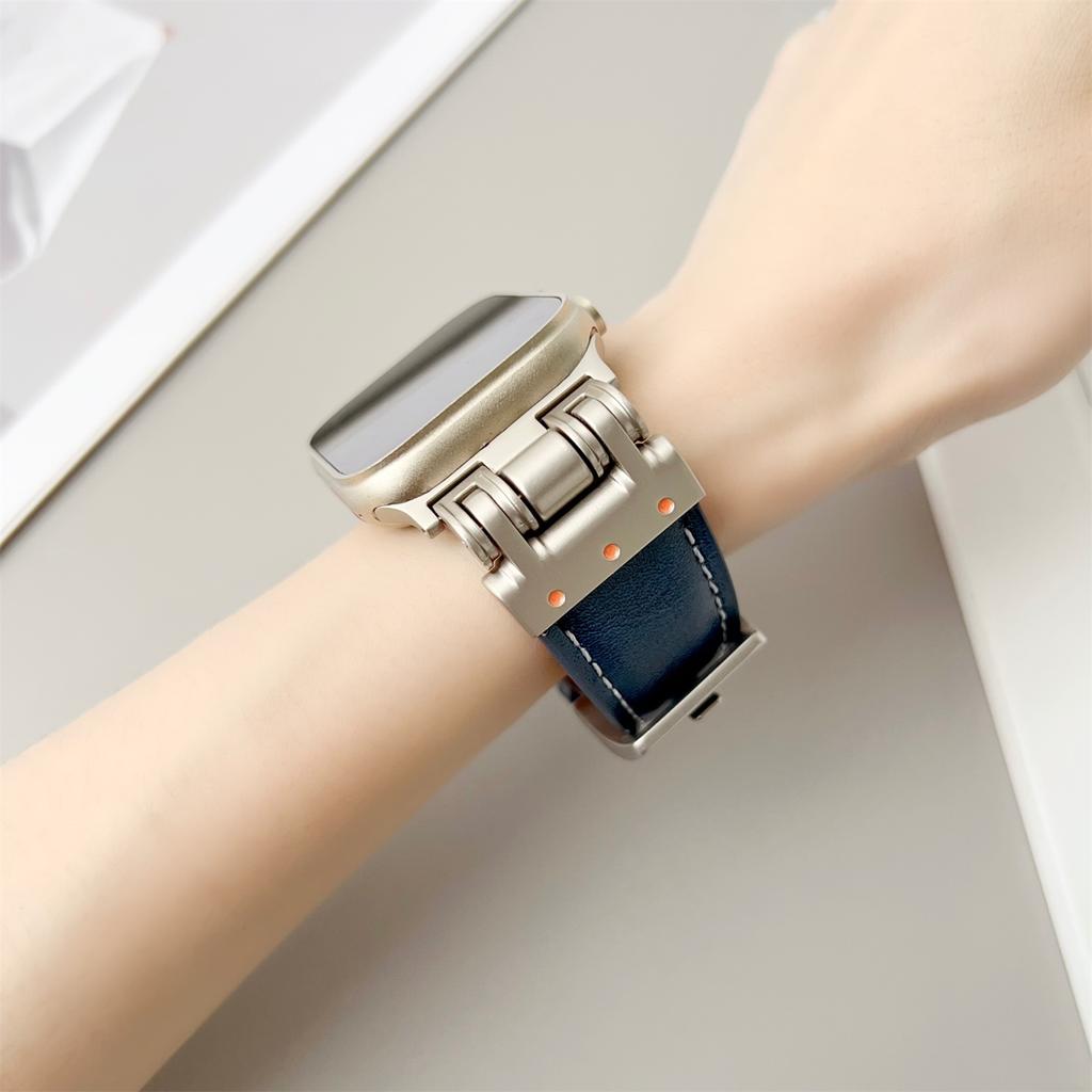 Leather Watch Band For Apple Watch Series 10 9 8 7 SE 6 5 4 3 2 1 42mm 41mm 40mm 38mm Crazy Horse Texture Wrist Strap