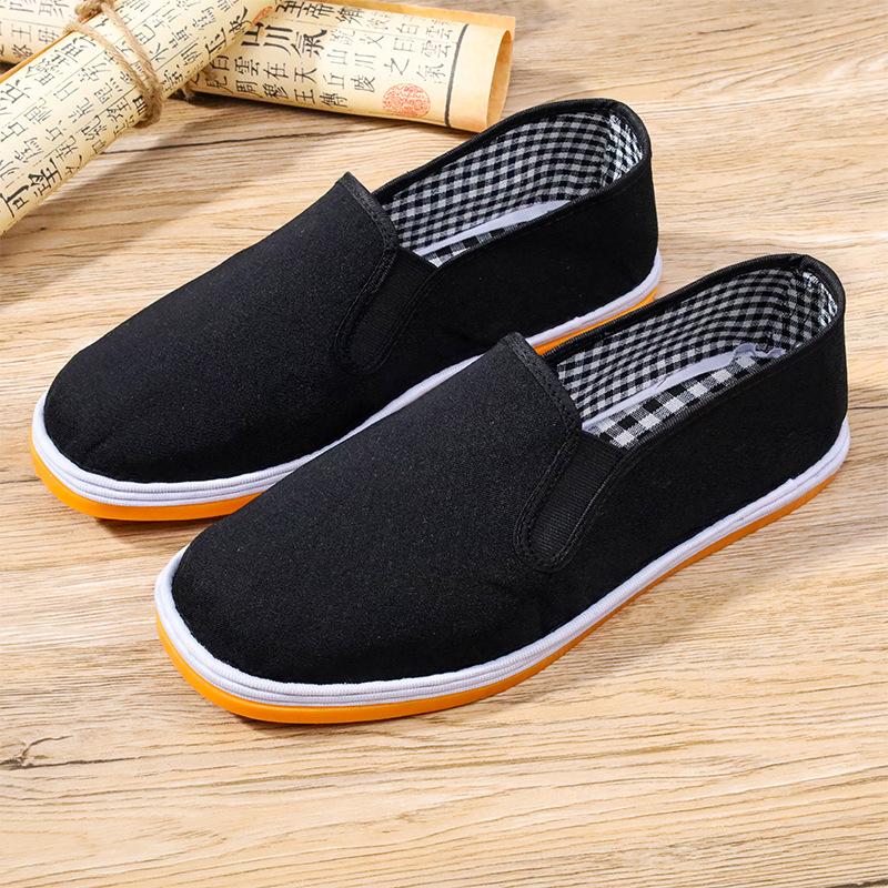 Старые пекинские матерчатые туфли из говяжьей сухожилия, подошва из шины, лазанья, черные матерчатые туфли, мужские рабочие шоферские эластичные парусиновые туфли