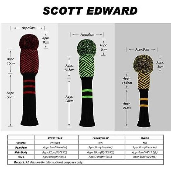 Чехол для головки клюшки для гольфа Scott Edward, одиночный, двойная вязка, совместим с драйвером, вуд для фейрвея, гибридом, мягкий, стильный, моющийся, унисекс