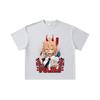 260 GSM Double Yarn 32 Count 100% Cotton Chainsaw Man V51 Power Print Unisex Heavy Cotton T Shirt