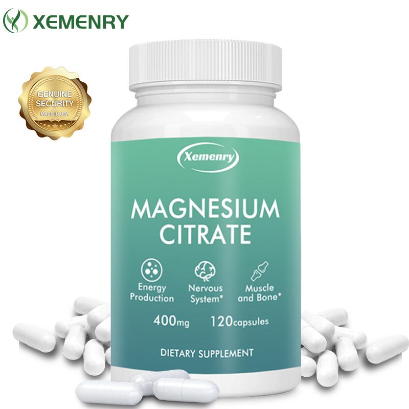 Magnesium Citrate 400 mg, 120 Capsules—Non-GMO and Gluten-Free Formula