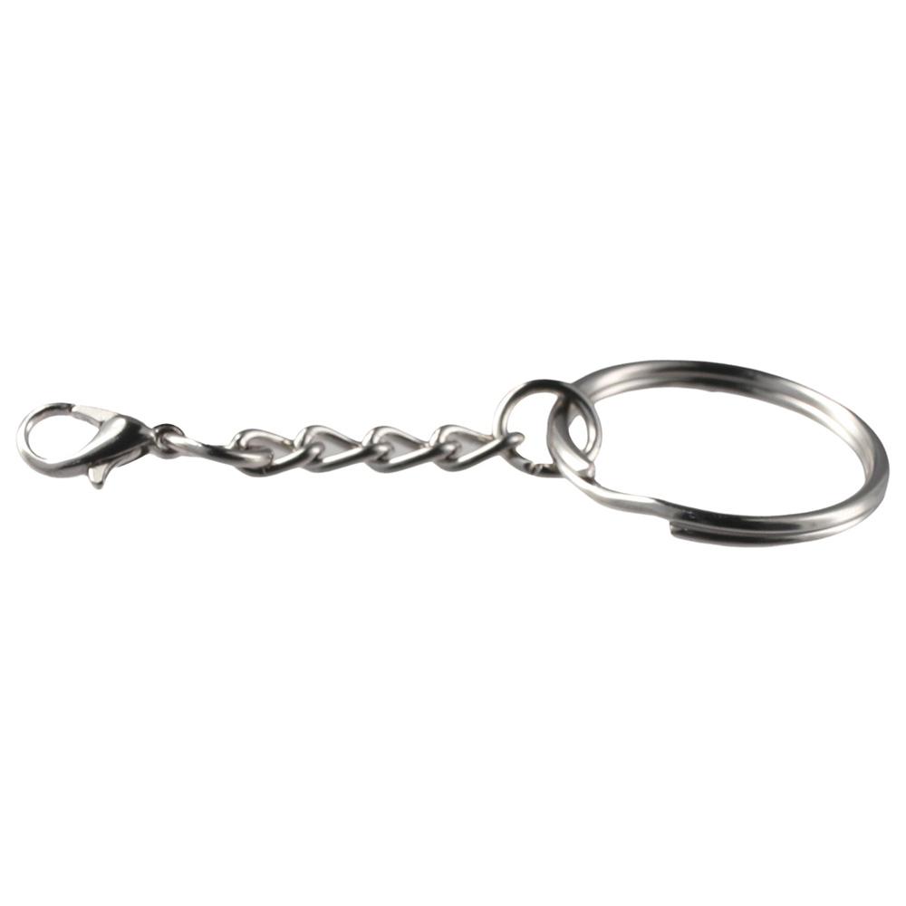 Серебряная цепочка для рукоделия 25 мм, комплект ключей, брелок для ключей, кольцо для ключей, принадлежности для изготовления ювелирных изделий