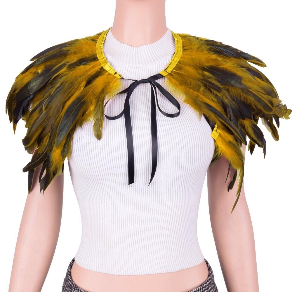 Luxury Feather Shawl Punk Shoulder Fake Collar Fashion Feather Shrug Shawl Women