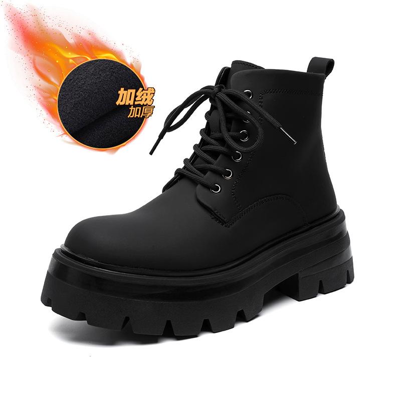 Новые мужские туфли весна и осень кожаные ботинки на толстой подошве с высоким голенищем ботинки British Martin 70077-A